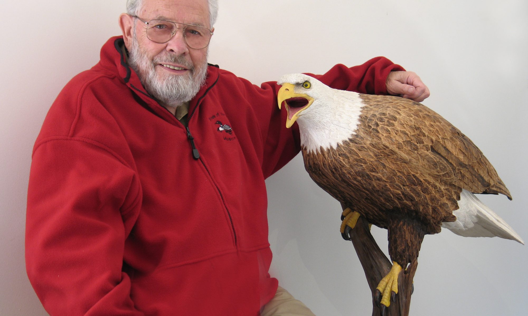 Bob Spear, Woodcarver, and his Bald Eagle carving