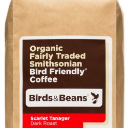 Birds and Beans Coffee: Scarlet Tanager (dark roast) [image of full 12-oz. bag of coffe]