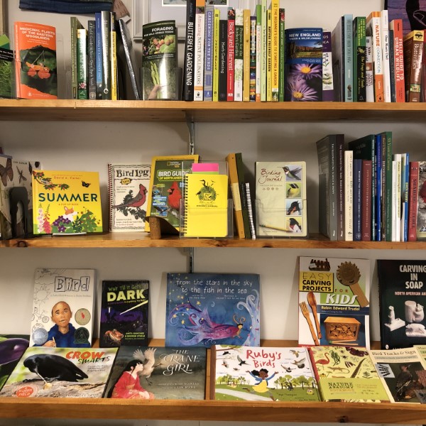 photo of many bird/nature books on shelves