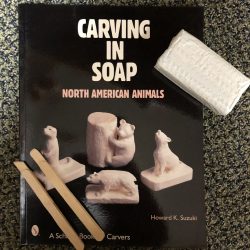 Soap carving kit: book, soap, and two popsicle stick carving tools