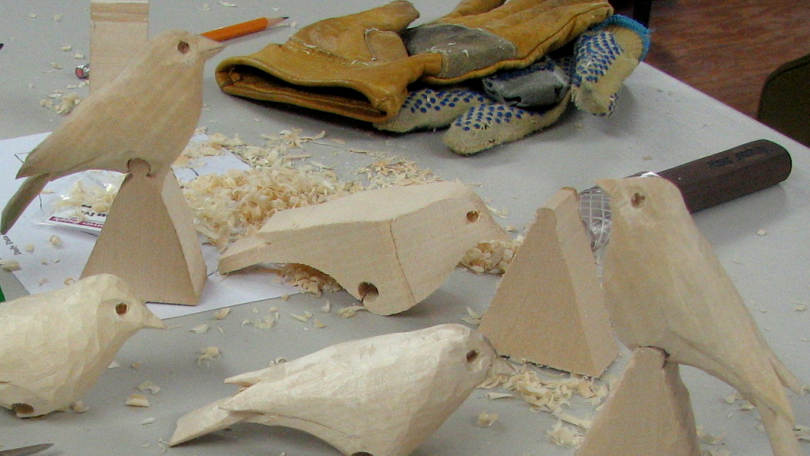 Precut blocks for a bird carving workshop