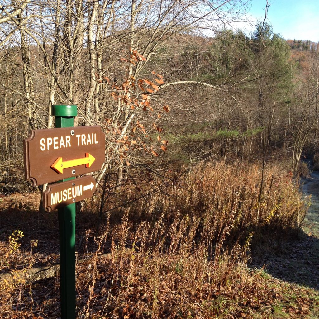 Spear Trail sign in fall