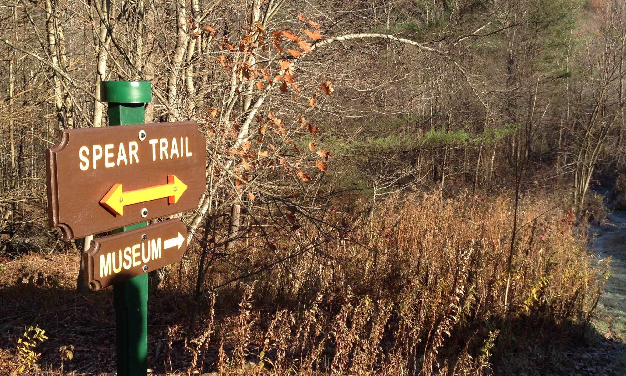 Spear Trail sign in fall