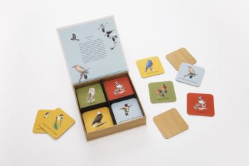 Sibley matching game: open box, 12 sample cards