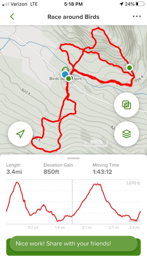 screen shot of all trails recording of race course showing elevation